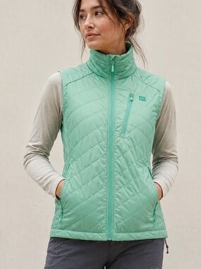 MEC Woman Green UpLink Lightweight Packable Zip-Up Quilt Vest SMALL Granola